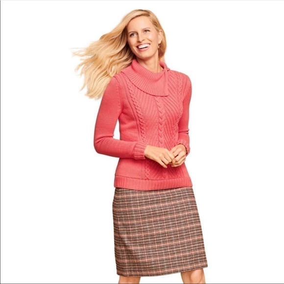 New! Talbots Petite Highland Wool Houndstooth Plaid A Line Skirt 16P - Picture 3 of 8